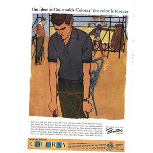 Courtaulds Coloray Vintage Polo Shirt Ad Print 1958 Men Fashion
